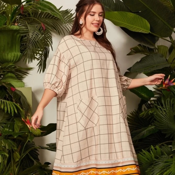 Casual Cream & BOTTOM Pattern Dress with Pockets - Picture 5 of 9